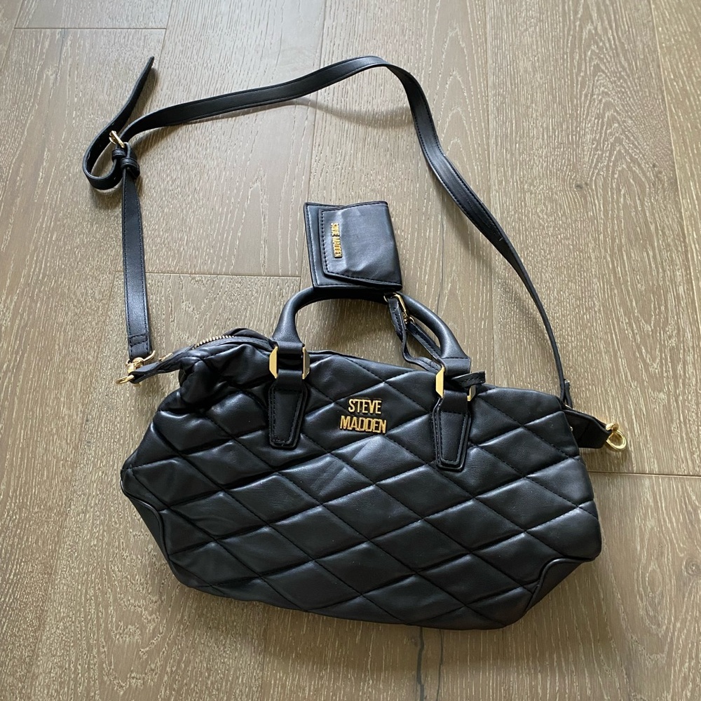 Steve Madden Black Quilted Satchel